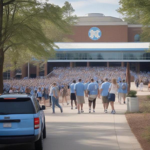 unc fans walking to game