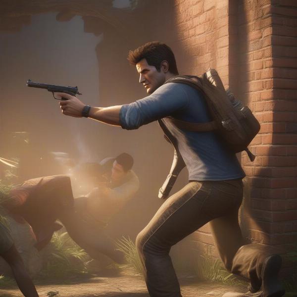 Uncharted 4 showcasing fluid third-person combat mechanics with cover and shooting sequences