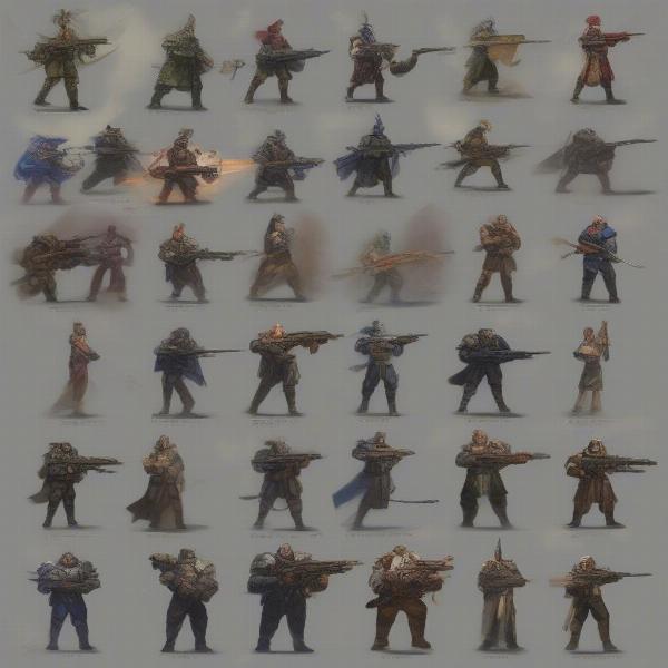 Different unit types and factions in a GCW Art of War game, showing unique abilities.