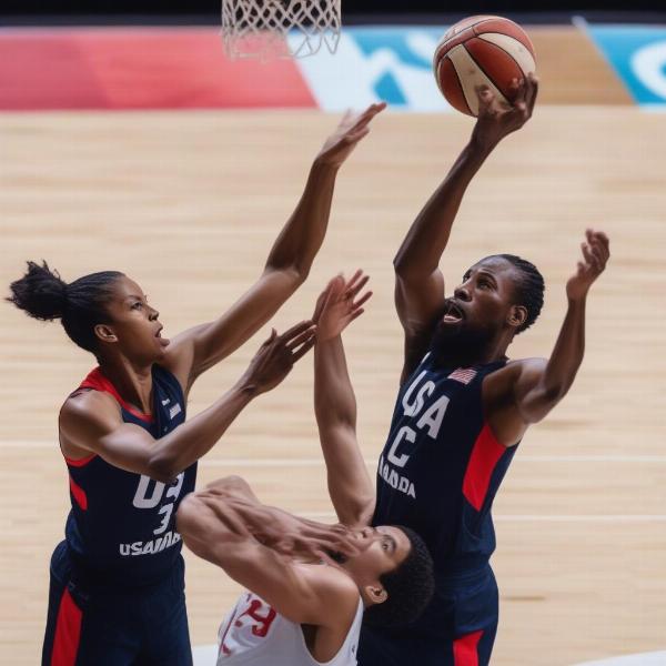 Intense USA vs Canada Basketball Action
