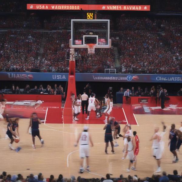 USA Canada Basketball Game Scoreboard and Players