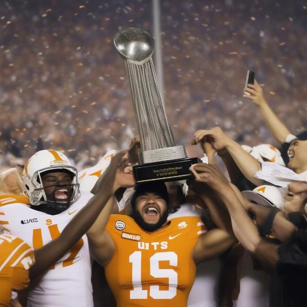 Trophy ceremony at a UT football bowl game