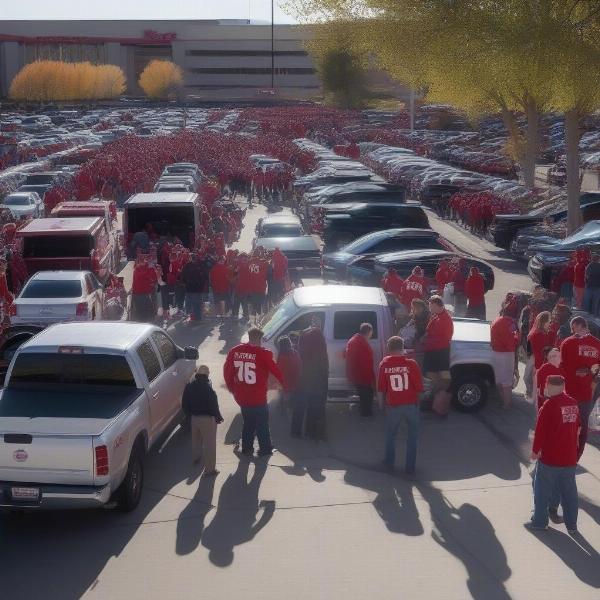 utah football parking lot filled with cars