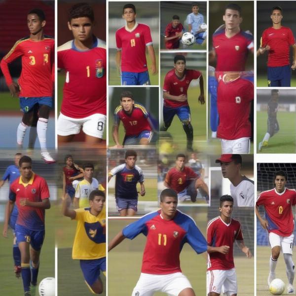 A collage showing progression of Venezuelan U-17 players to the senior national team demonstrating a pathway for development