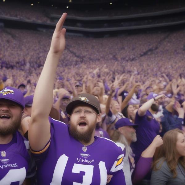 Excited Vikings fans celebrating touchdown