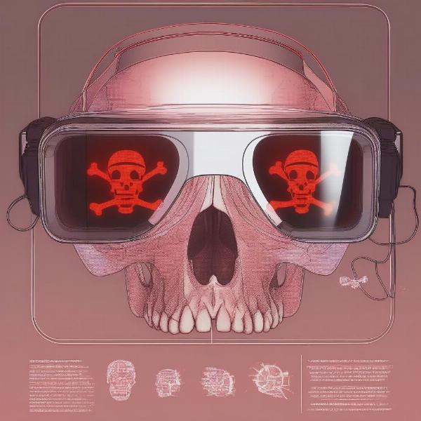 VR headset with malware warning on screen