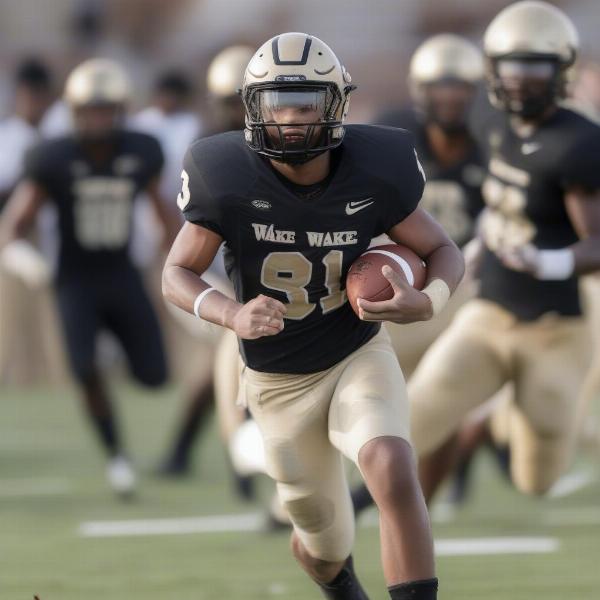 wake forest football player running on field