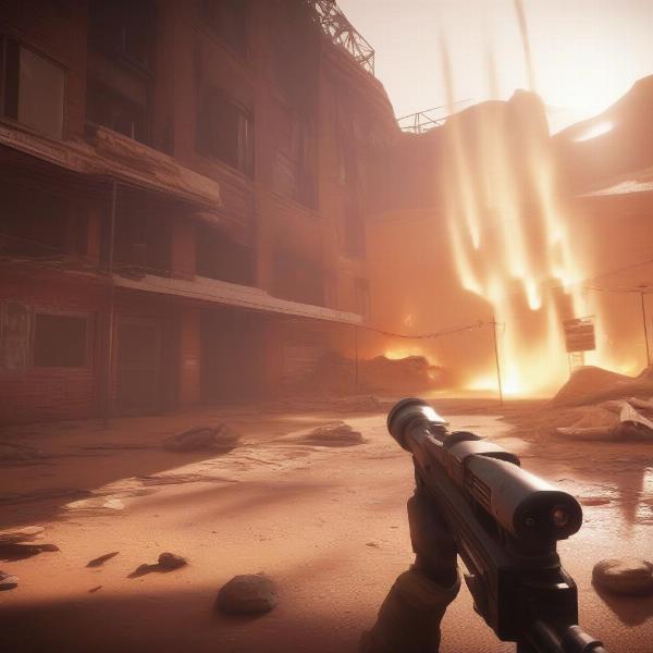 Martian tripod destroys building xbox