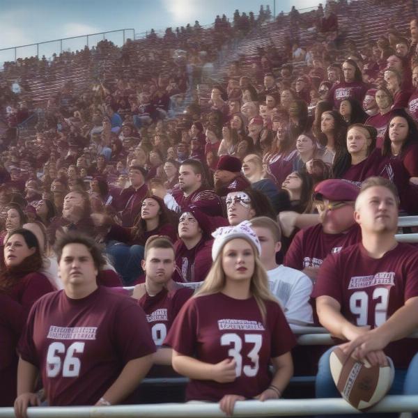 Wheeling Central football game fans cheering in stands and crowd
