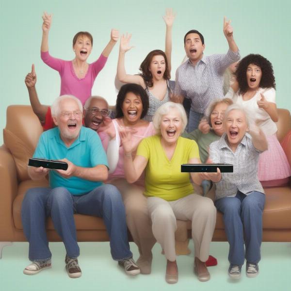 Group of people playing Wii party games