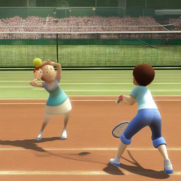 Wii sports game tennis in action