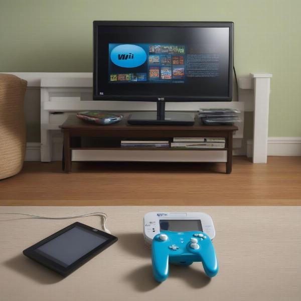 Wii U connected to tv playing a wii game