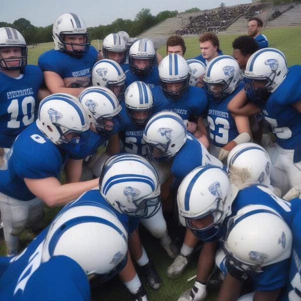 woods cross team huddle