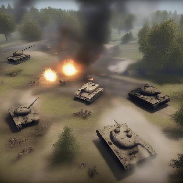 a intense battle scene from a ww2 game on pc