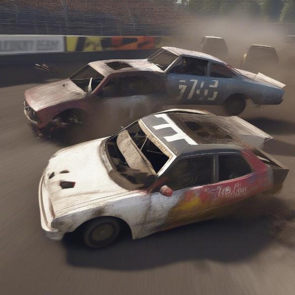 Xbox One Wreckfest intense car smash with flying debris and car parts