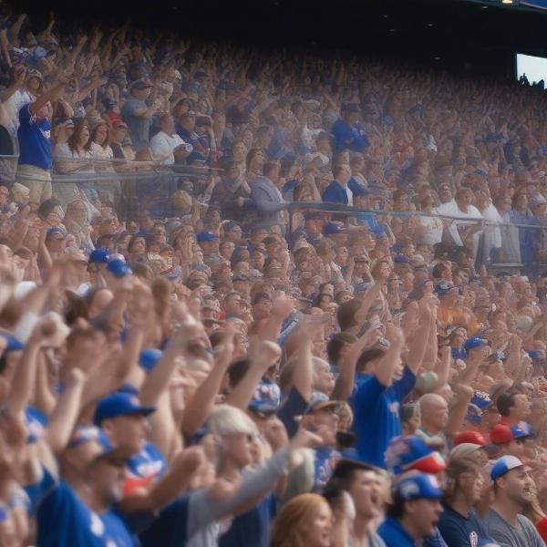 Excited crowd watching football