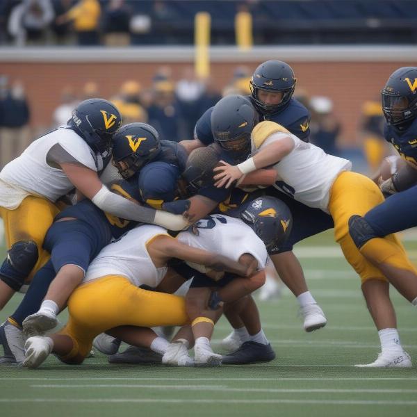 WVU football team defensive play during the 2023 bowl game