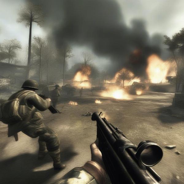 Call of Duty World at War gameplay on Xbox 360 showing action in the game