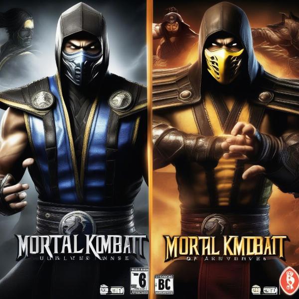 Xbox 360 Mortal Kombat titles comparison, displaying box art of both games, highlighting the differences and similarities