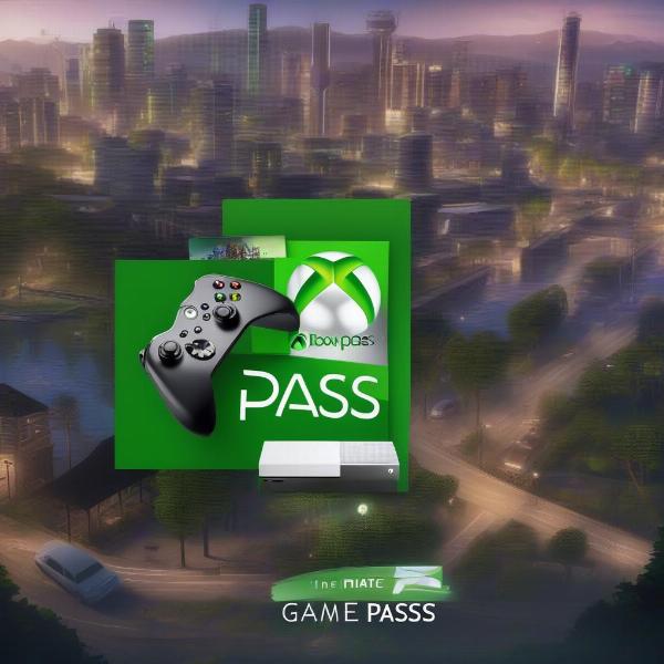 Xbox Game Pass logo with game controller symbolizing availability of games
