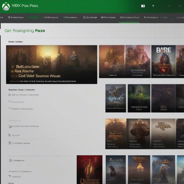 Xbox Game Pass library showcasing Baldur's Gate 3 title