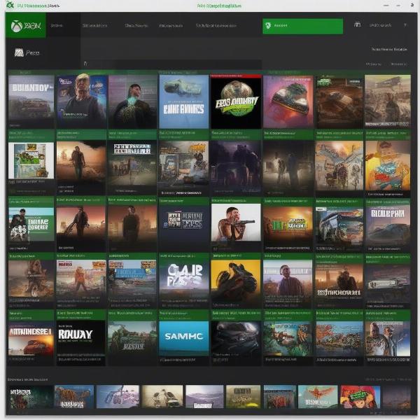 xbox game pass library with many game options