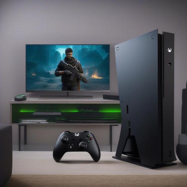 gaming setup with xbox one x console