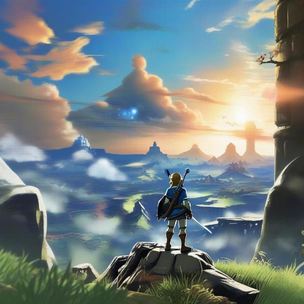 Zelda Breath of the Wild exploration in Hyrule landscape