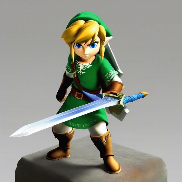 ocarina of time link in a iconic pose